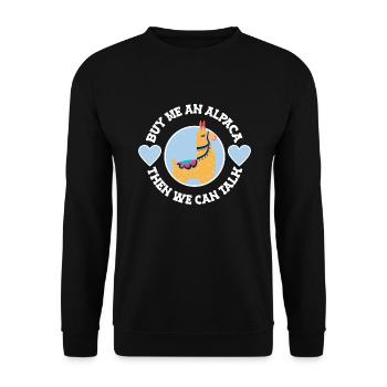Kauf Mir Ein Alpaka Lustiges Alpaka - Unisex Pullover - Schwarz - Vorne - Alina (178cm) & Michal (187cm)