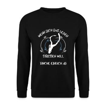 Taucher tauchen Sporttaucher Gerätetauchen - Unisex Pullover - Schwarz - Vorne - Alina (178cm) & Michal (187cm)