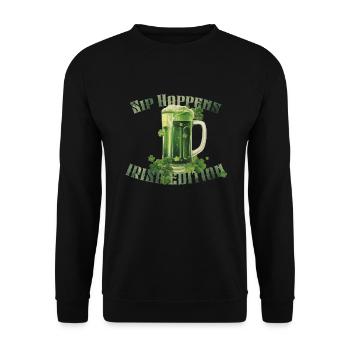 Green Beer - Sip Happens - Irish Edition - Unisex Pullover - Schwarz - Vorne - Alina (178cm) & Michal (187cm)