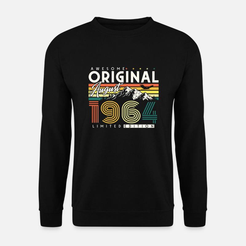 August 1964 Jahrgang geboren Geburtstag Geschenk - Unisex Pullover - Schwarz