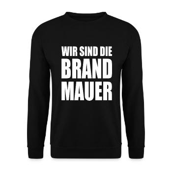 wir sind die brandmauer - Unisex Pullover - Schwarz - Vorne - Alina (178cm) & Michal (187cm)