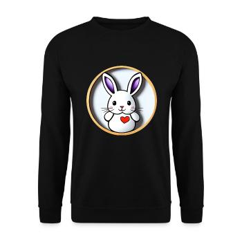 Niedlicher Hase Osterhase - Unisex Pullover - Schwarz - Vorne - Alina (178cm) & Michal (187cm)