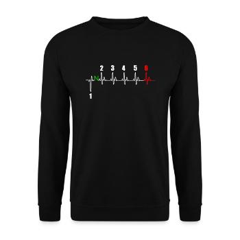 Motorcycle Heartbeat - 6 gear - Unisex Sweatshirt - black - Front - Alina (178cm) & Michal (187cm)