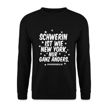 Schwerin ist wie New York - Unisex Pullover - Schwarz - Vorne - Alina (178cm) & Michal (187cm)