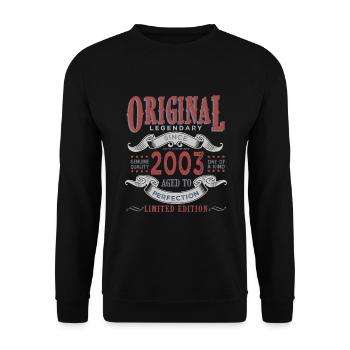 Born in 2003 Original 20 years birthday gift - Unisex Sweatshirt - black - Front - Alina (178cm) & Michal (187cm)