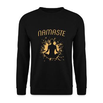 Yogasitz, Namaste, Yoga - Unisex Pullover - Schwarz - Vorne - Alina (178cm) & Michal (187cm)