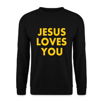 Jesus loves you - Unisex Pullover - Schwarz - Vorne - Alina (178cm) & Michal (187cm)