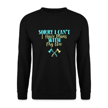 Axe throw axe throwing - Unisex Sweatshirt - black - Front - Alina (178cm) & Michal (187cm)