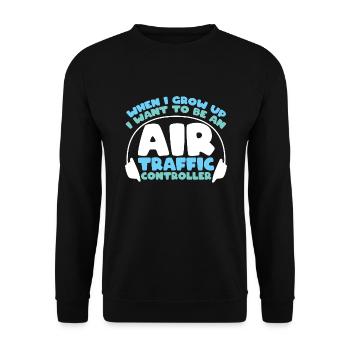 Fluglotse Flughafen Tower - Unisex Pullover - Schwarz - Vorne - Alina (178cm) & Michal (187cm)