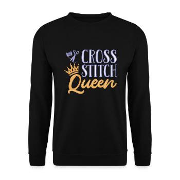 Cross Stitch Cross Stitch Embroidery - Unisex Sweatshirt - black - Front - Alina (178cm) & Michal (187cm)