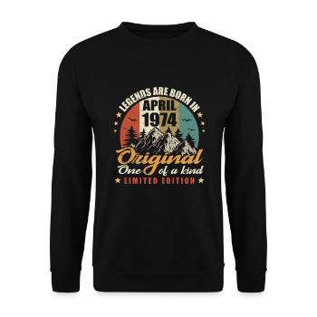 Original legends were born in April 1974 - Unisex Sweatshirt - black - Front - Alina (178cm) & Michal (187cm)