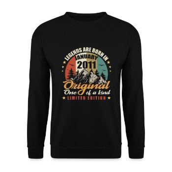 Original Legends Are Born In January 2011 - LE 🎉 - Unisex Sweatshirt - black - Front - Alina (178cm) & Michal (187cm)
