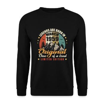 Original Legends Are Born im März 1959 🎉 - Unisex Pullover - Schwarz - Vorne - Alina (178cm) & Michal (187cm)
