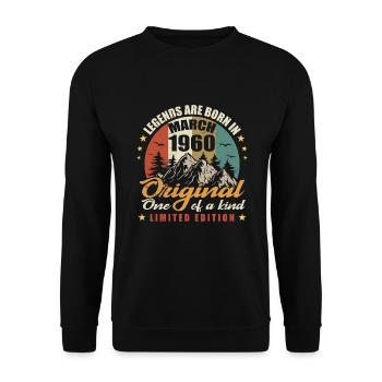 Ursprüngliche Legenden werden im März 1960 🎉 geboren - Unisex Pullover - Schwarz - Vorne - Alina (178cm) & Michal (187cm)