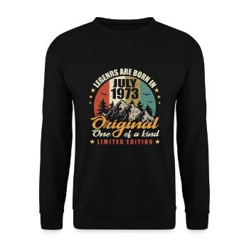 Die ursprünglichen Legenden wurden im Juli 1973 geboren - Unisex Pullover - Schwarz - Vorne - Alina (178cm) & Michal (187cm)
