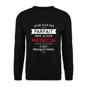 Je ne suis pas parfait mais je suis médecin - Sweat-shirt Unisexe - noir - Devant - Alina (178cm) & Michal (187cm)