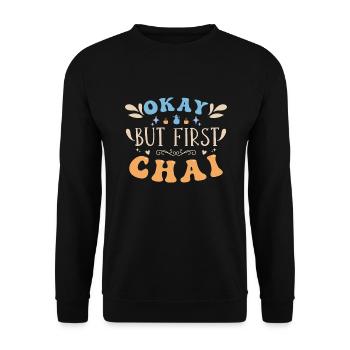 Chai Latte Tee trinken Teetrinker - Unisex Pullover - Schwarz - Vorne - Alina (178cm) & Michal (187cm)