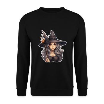 Halloween Hexe - Unisex Pullover - Schwarz - Vorne - Alina (178cm) & Michal (187cm)