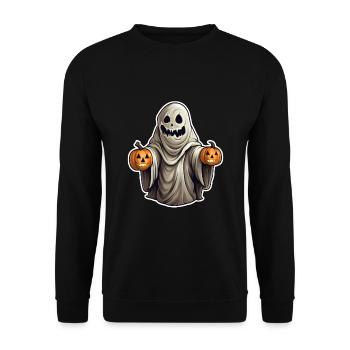 Halloween Gespenst - Unisex Pullover - Schwarz - Vorne - Alina (178cm) & Michal (187cm)