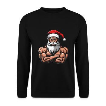 Père Noël Muscles Musculation - Sweat-shirt Unisexe - noir - Devant - Alina (178cm) & Michal (187cm)