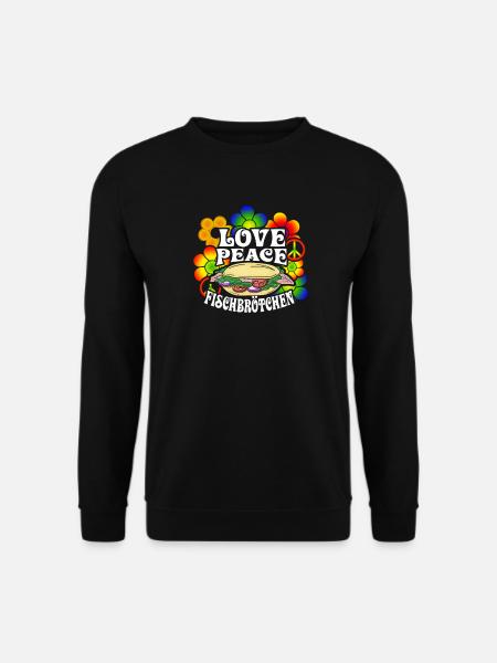 Love Peace Fischbrötchen Norddeutschland Nordsee - Unisex Pullover - Schwarz