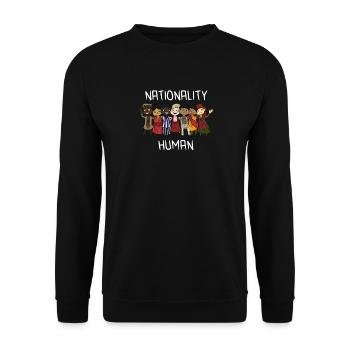 Nationality Man Anti-Racism Against Nazis - Unisex Sweatshirt - black - Front - Alina (178cm) & Michal (187cm)