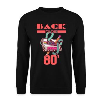 Back to the 80's with Music cassette tape - Unisex Sweatshirt - black - Front - Alina (178cm) & Michal (187cm)