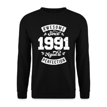 Vintage 1991 Geburtstag - retro 1991 - Unisex Pullover - Schwarz - Vorne - Alina (178cm) & Michal (187cm)