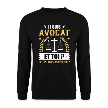 Je Suis Avocat et Toi Quel Est Ton Super Pouvoir ? - Sweat-shirt Unisexe - noir - Devant - Alina (178cm) & Michal (187cm)