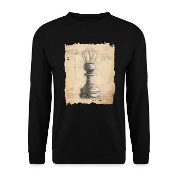 Schach König / Königin. Altmodischer vintage Stil. - Unisex Pullover - Schwarz - Vorne - Alina (178cm) & Michal (187cm)