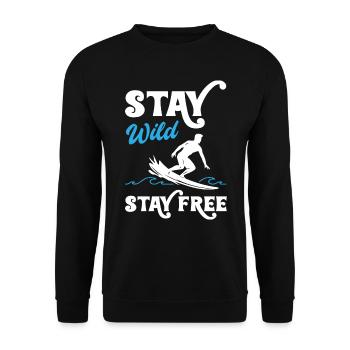 Stay Wild Stay Free Surfing - Unisex Sweatshirt - black - Front - Alina (178cm) & Michal (187cm)