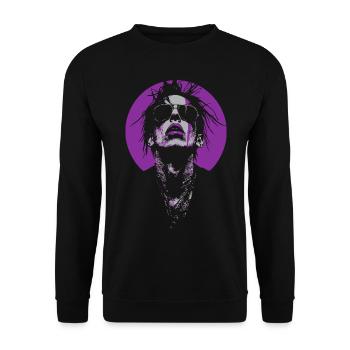 Cooler lila Gothic-Typ - Unisex Pullover - Schwarz - Vorne - Alina (178cm) & Michal (187cm)