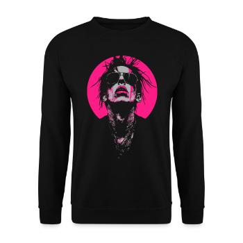 Cooler pinker Gothic-Typ - Unisex Pullover - Schwarz - Vorne - Alina (178cm) & Michal (187cm)