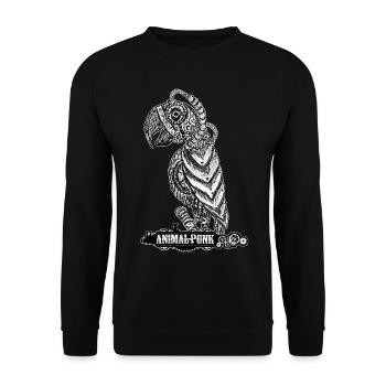 Mr. Papagei SteamPunk AnimalPunk - Unisex Pullover - Schwarz - Vorne - Alina (178cm) & Michal (187cm)