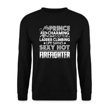 Firefighter Turned Out To Be A Ladder Climbing - Unisex Sweatshirt - black - Front - Alina (178cm) & Michal (187cm)