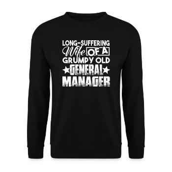 Long-Suffering Wife Of Grumpy Old General Manager - Unisex Sweatshirt - black - Front - Alina (178cm) & Michal (187cm)