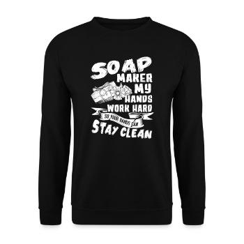 Soap Maker My Hands Work Hard - Unisex Sweatshirt - black - Front - Alina (178cm) & Michal (187cm)