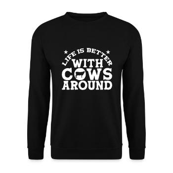 Cow Farmer Farm - Unisex Sweatshirt - black - Front - Alina (178cm) & Michal (187cm)