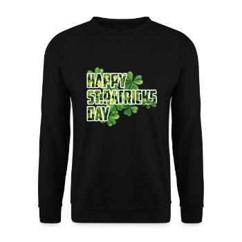 Joyeuse Saint-Patrick - Shamrock Design - Sweat-shirt Unisexe - noir - Devant - Alina (178cm) & Michal (187cm)