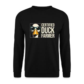 Éleveur de canards certifié - Cadeau d’amoureux des canards - Sweat-shirt Unisexe - noir - Devant - Alina (178cm) & Michal (187cm)