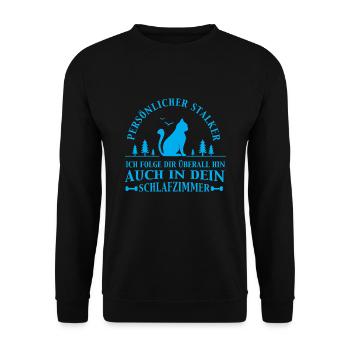 Katzen Tshirt Stalker - Unisex Pullover - Schwarz - Vorne - Alina (178cm) & Michal (187cm)