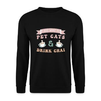 Chai Latte Tee trinken Teetrinker - Unisex Pullover - Schwarz - Vorne - Alina (178cm) & Michal (187cm)