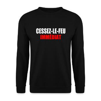CESSEZ-LE-FEU - Sweat-shirt Unisexe - noir - Devant - Alina (178cm) & Michal (187cm)