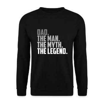 DAD. THE MAN. THE MYTH. THE LEGEND. - Unisex Pullover - Schwarz - Vorne - Alina (178cm) & Michal (187cm)