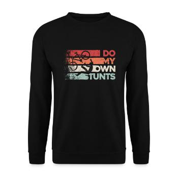 I Do My Own Stunts - Lustiges Tollpatsch Geschenk - Unisex Pullover - Schwarz - Vorne - Alina (178cm) & Michal (187cm)