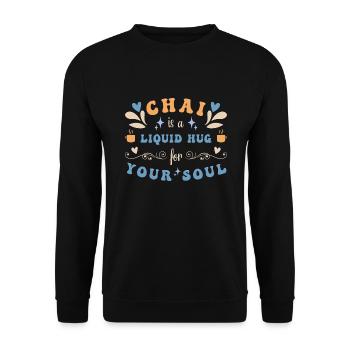 Chai Latte Tee trinken Teetrinker - Unisex Pullover - Schwarz - Vorne - Alina (178cm) & Michal (187cm)