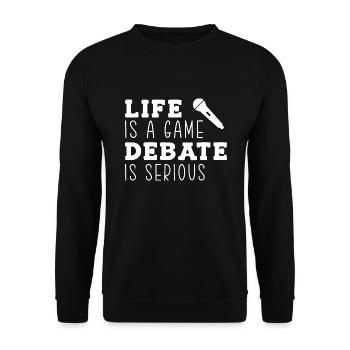 Debattieren Debatte Argumentieren - Unisex Pullover - Schwarz - Vorne - Alina (178cm) & Michal (187cm)