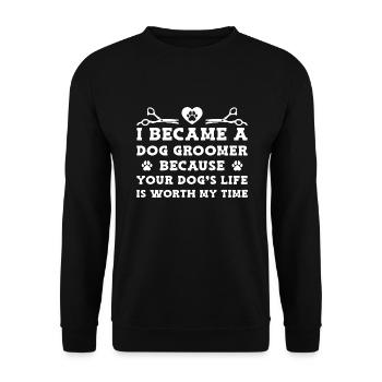 Toiletteur pour chiens Toiletteur pour chien - Sweat-shirt Unisexe - noir - Devant - Alina (178cm) & Michal (187cm)