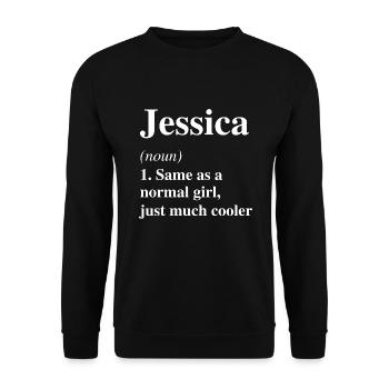 Jessica Définition Cool Nom Dire Cadeau - Sweat-shirt Unisexe - noir - Devant - Alina (178cm) & Michal (187cm)