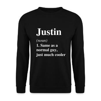 Justin Définition Cool Nom Dire Cadeau - Sweat-shirt Unisexe - noir - Devant - Alina (178cm) & Michal (187cm)
